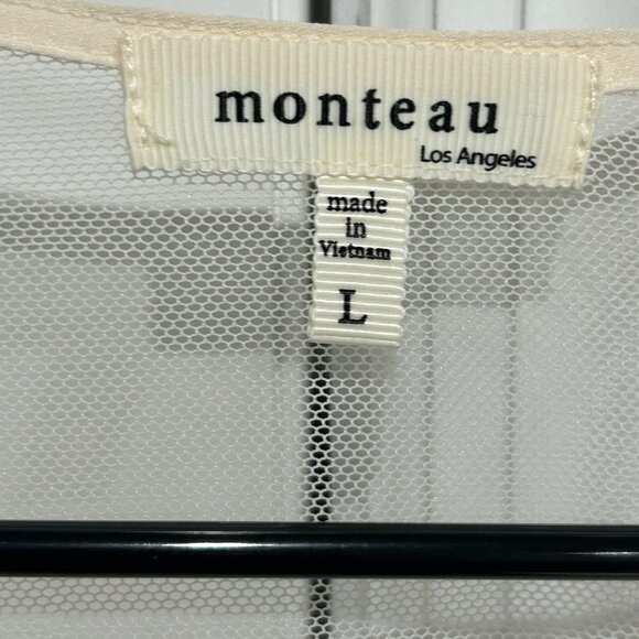 Monteau Los Angeles Lightweight Sheer Lace Embroidered Kimono Cardigan Size L Bo - Picture 5 of 9